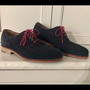 Johnston & Murphy blue suede wingtips